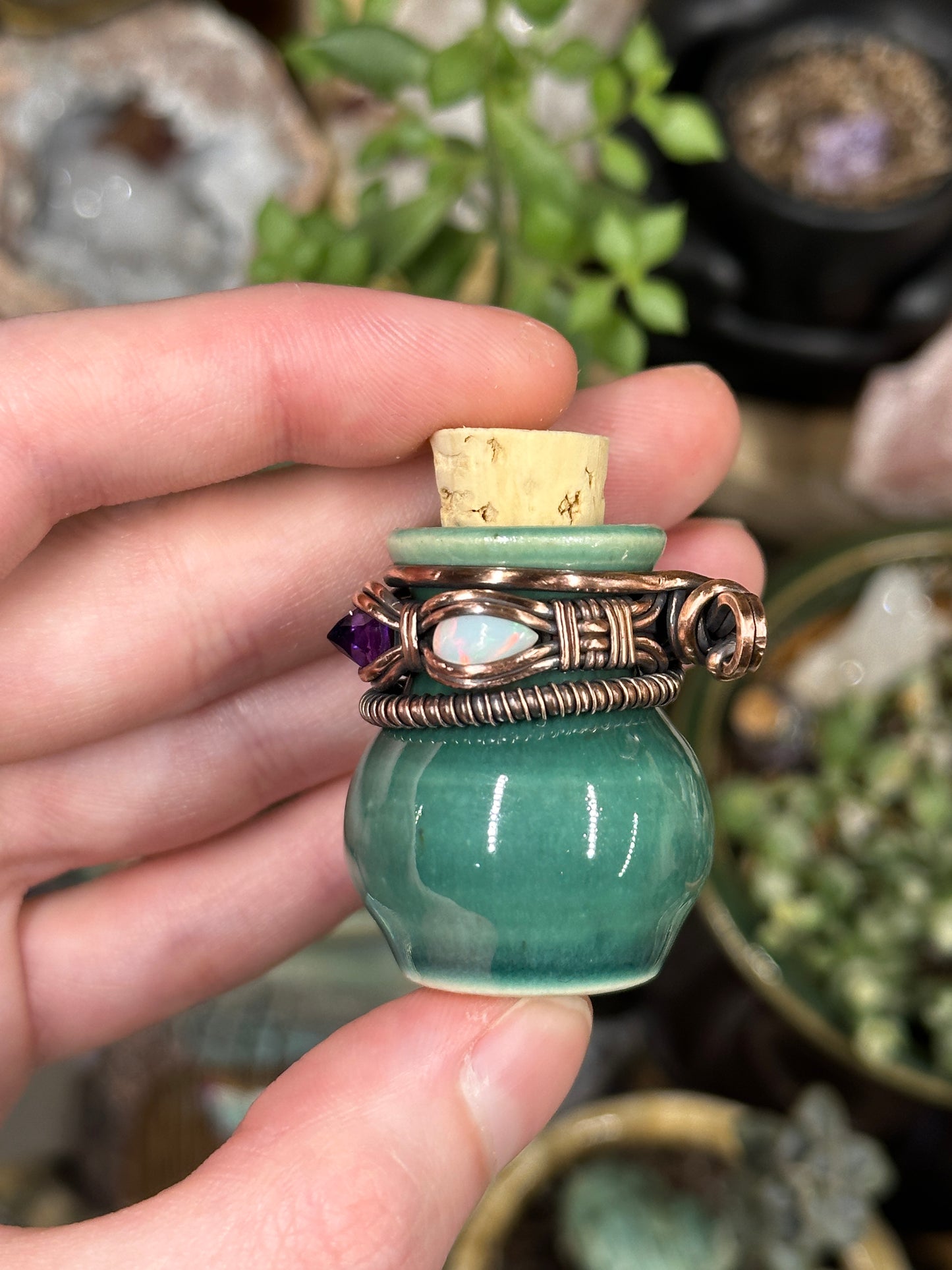 Amethyst and Opal pottery jar