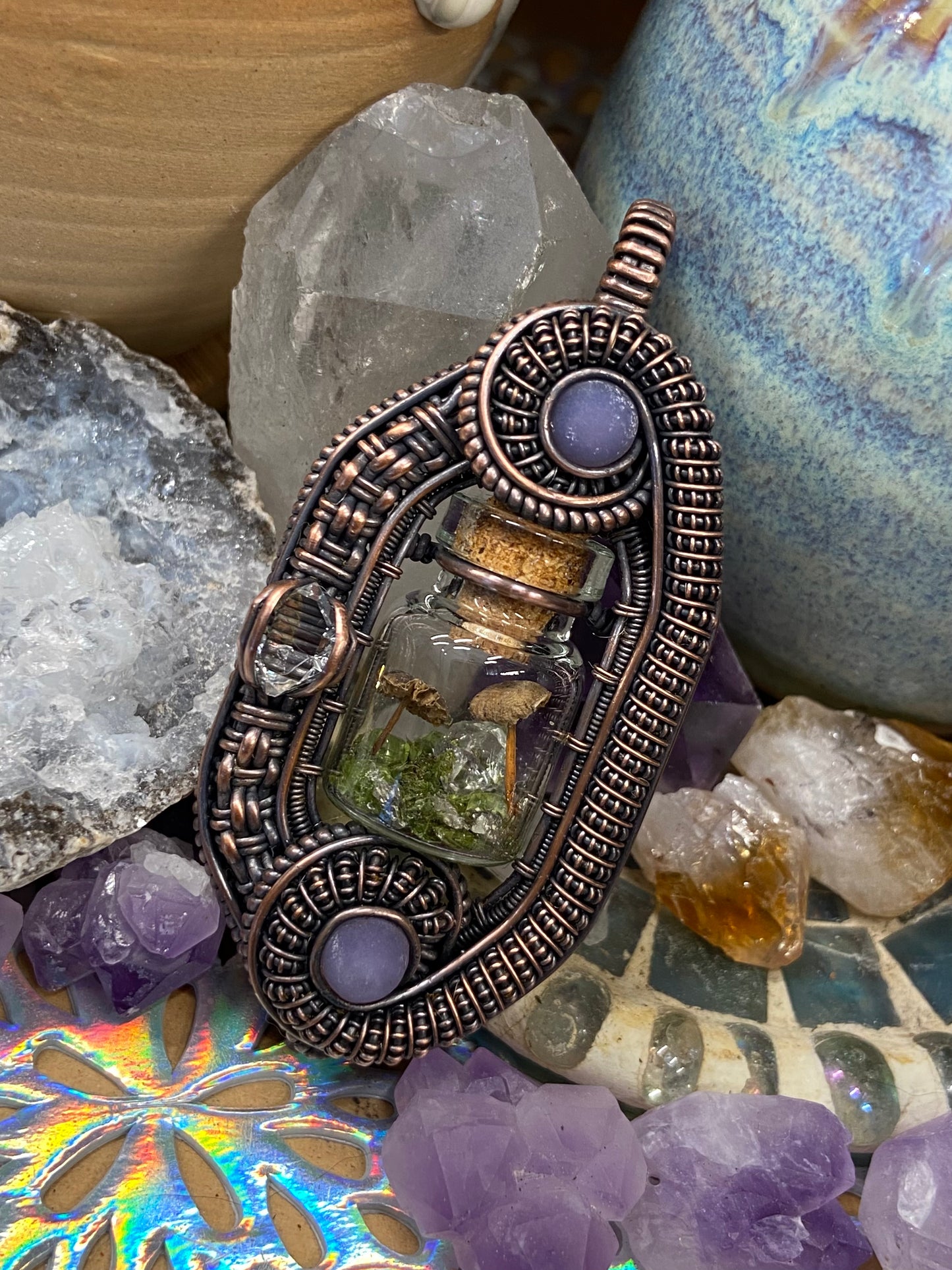 Mushroom terrarium amulet