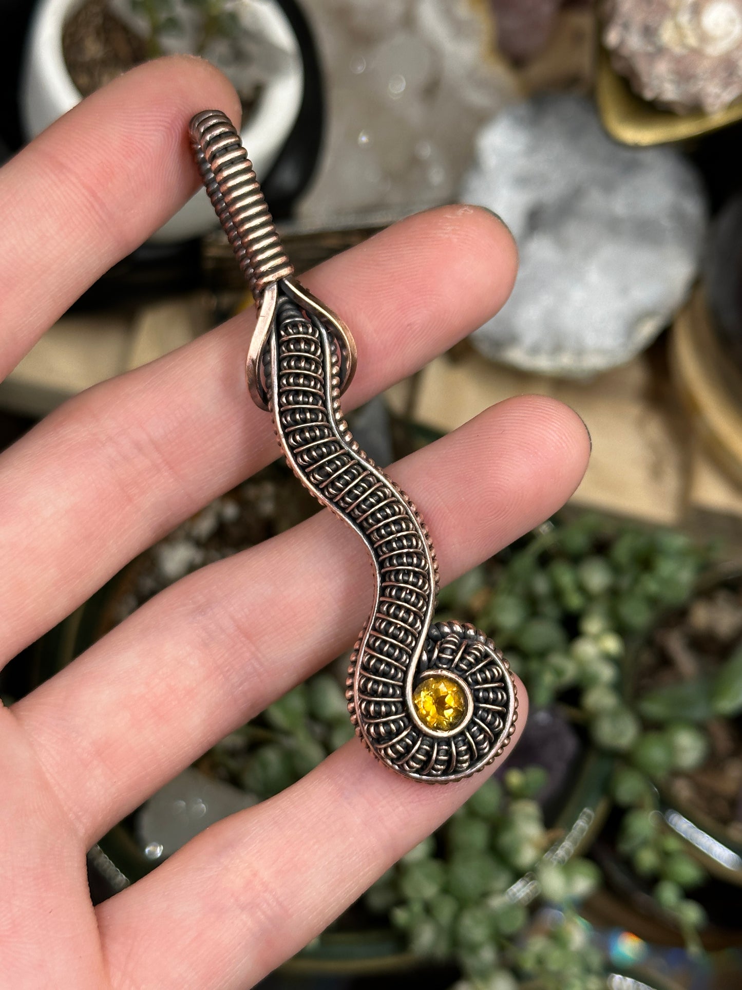 Citrine snake amulet