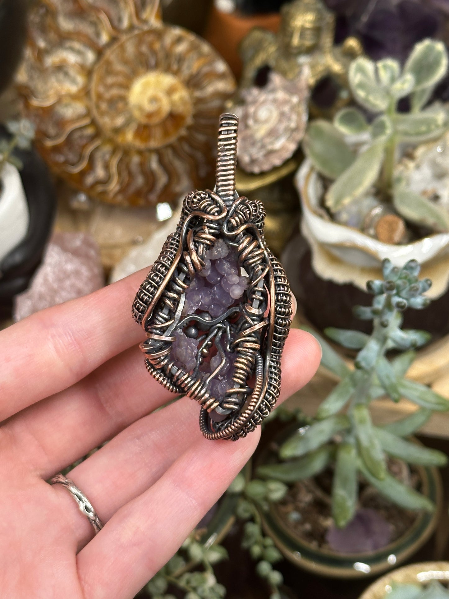 Opal and Grape Agate amulet