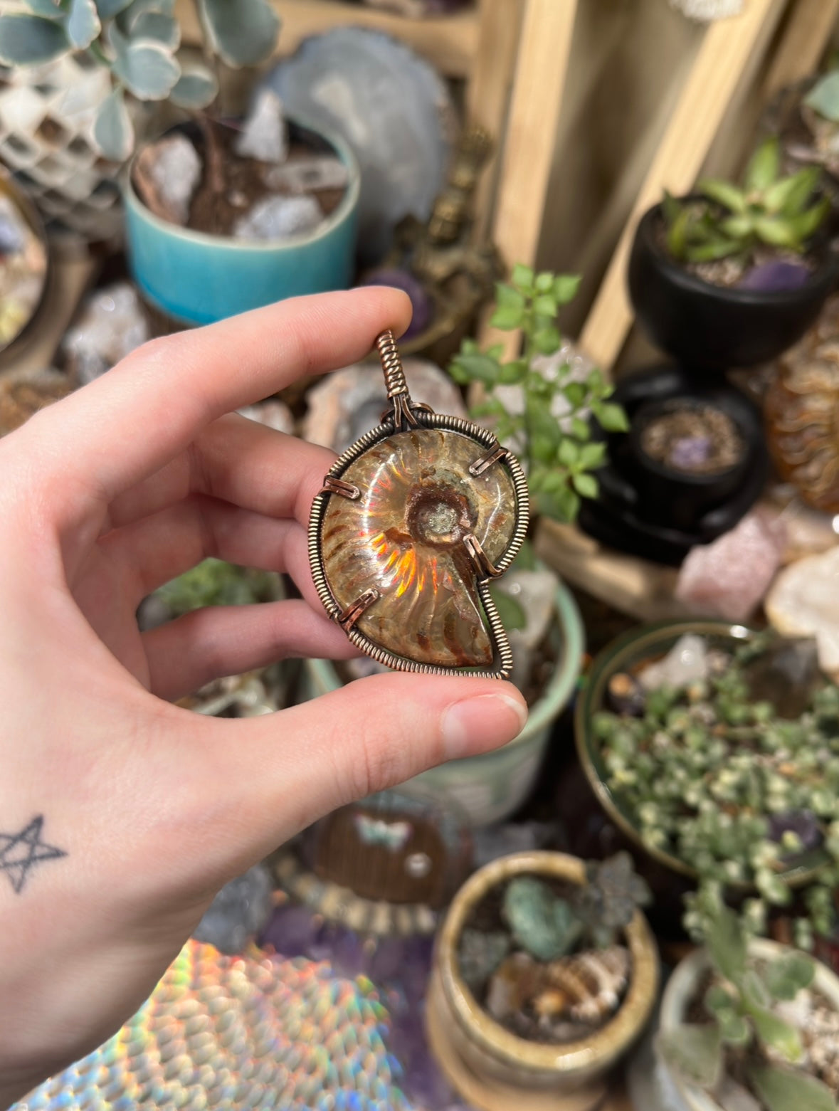 Opalized Ammonite pendant