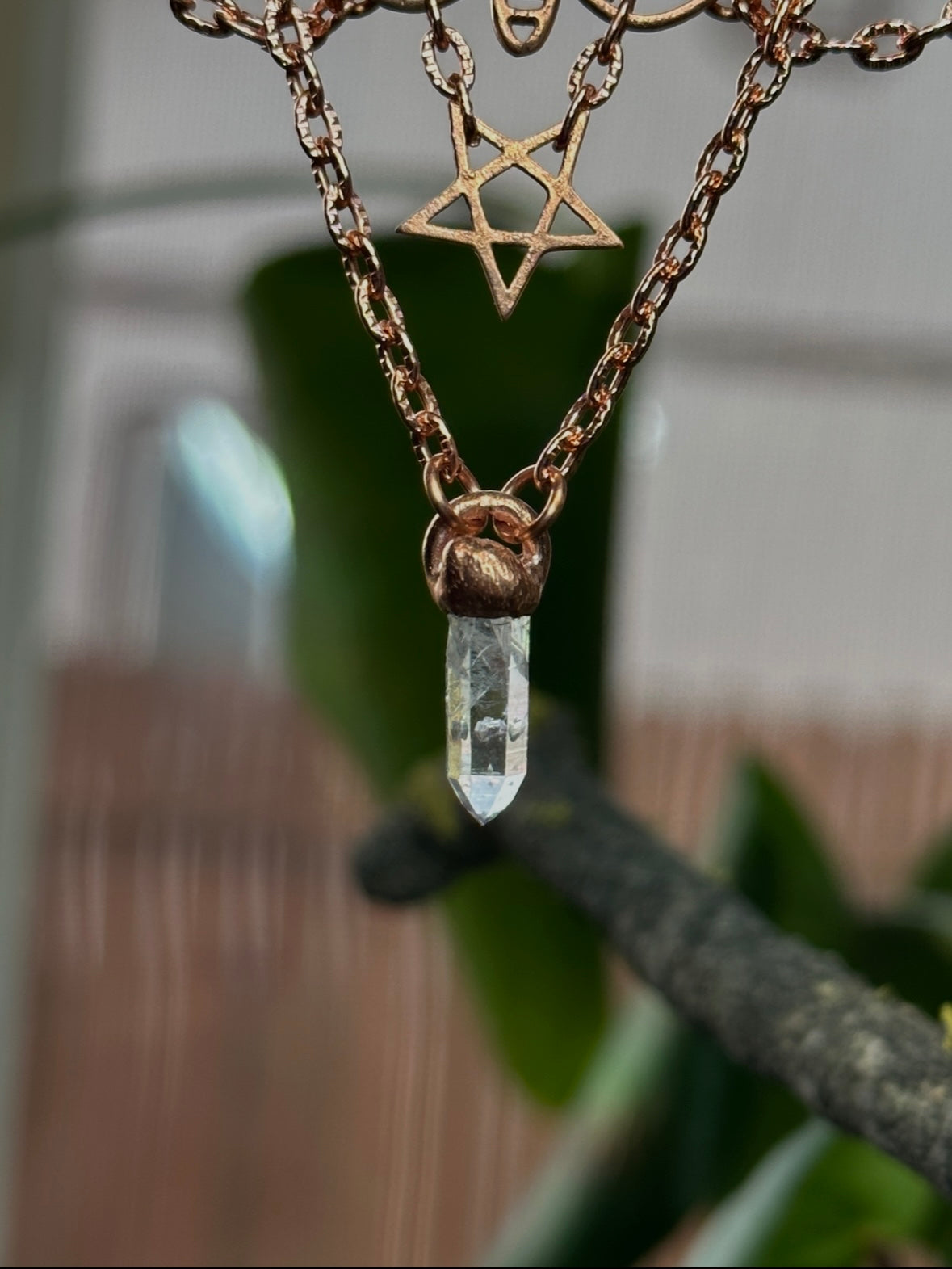 Elestial Crystal Copper Moth Choker