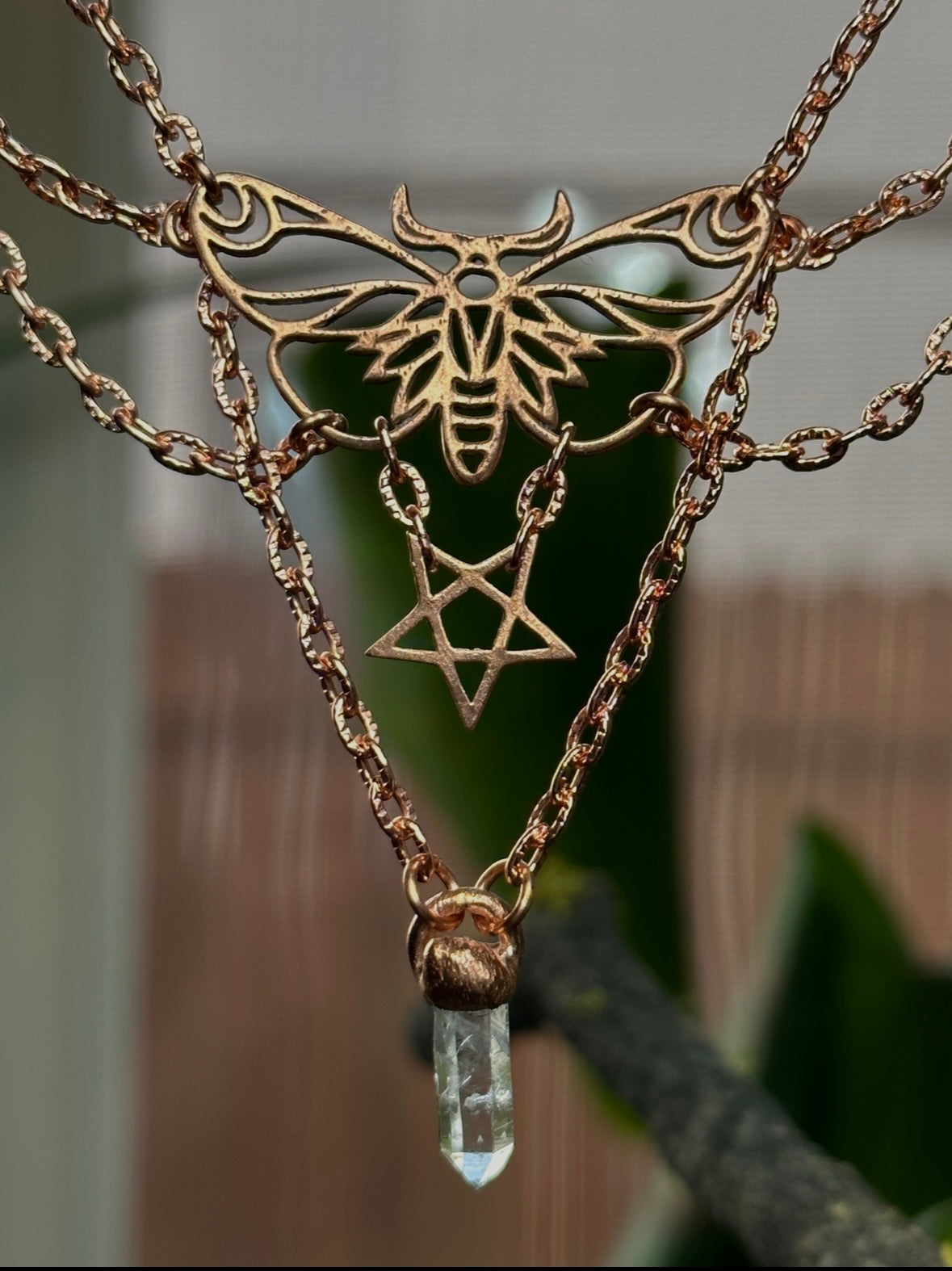 Elestial Crystal Copper Moth Choker