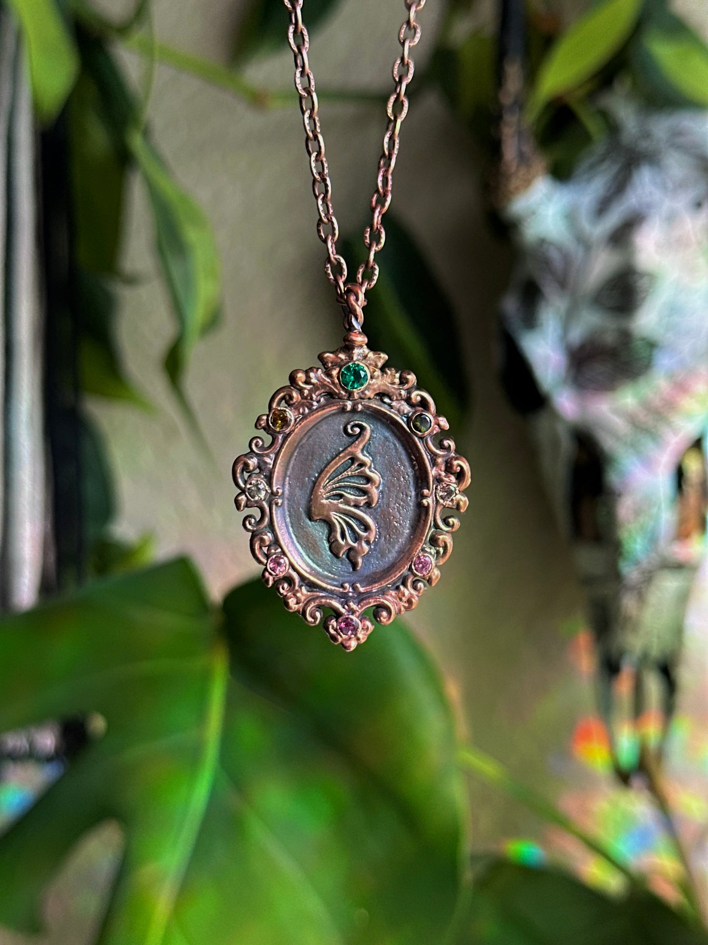 Tourmaline Fairy Antique Frame Matching Pendants