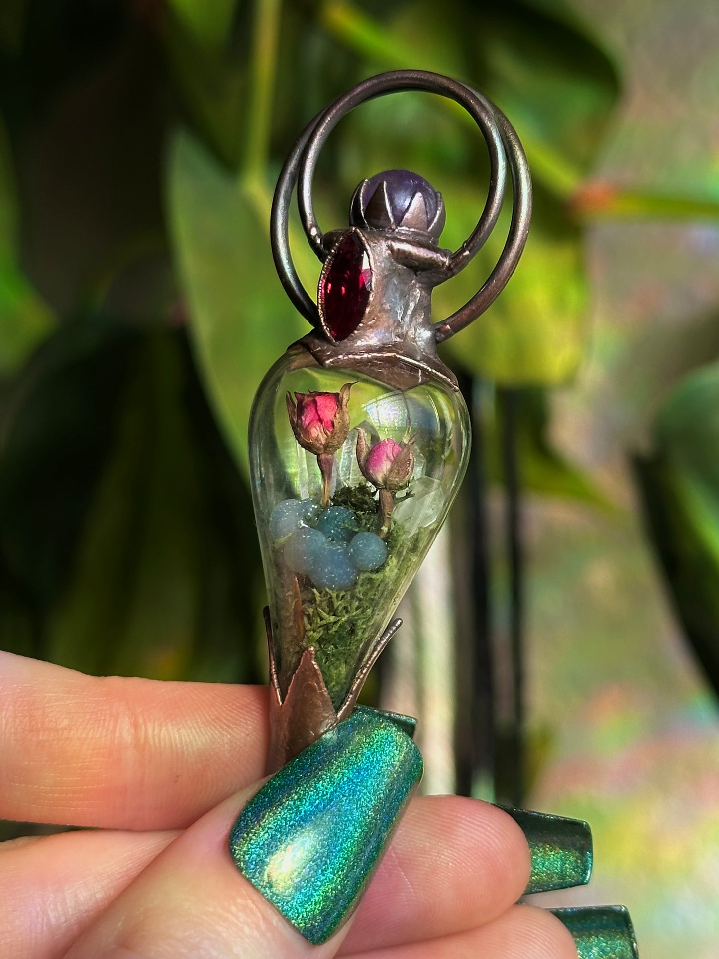 Ruby Rose Forest Terrarium Pendant
