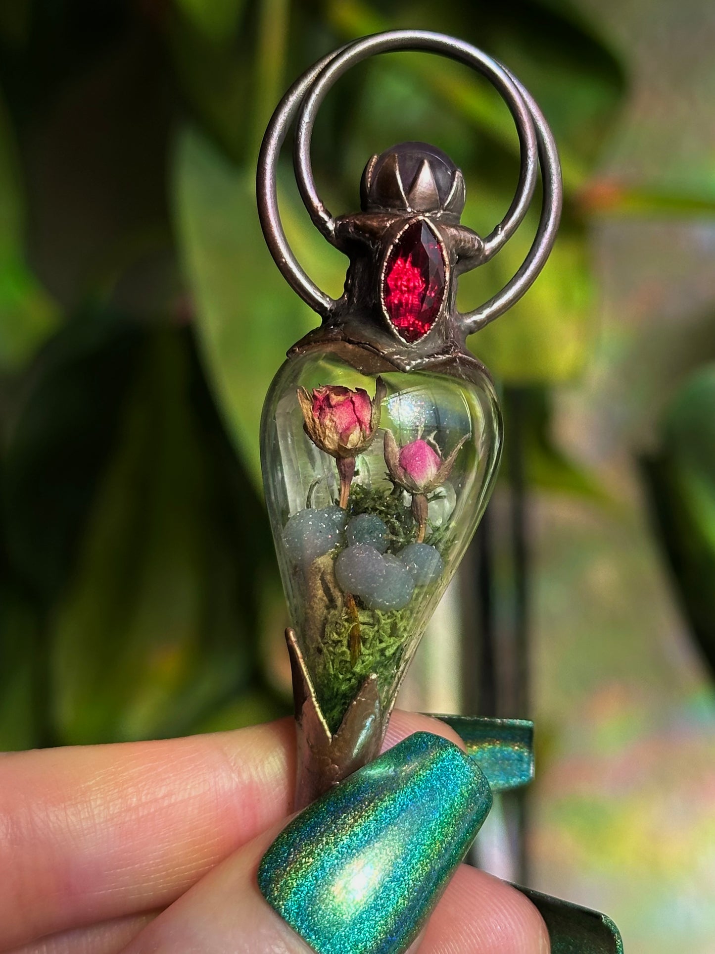 Ruby Rose Forest Terrarium Pendant