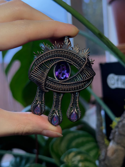 Amethyst and Opal Drippy Eye Amulet