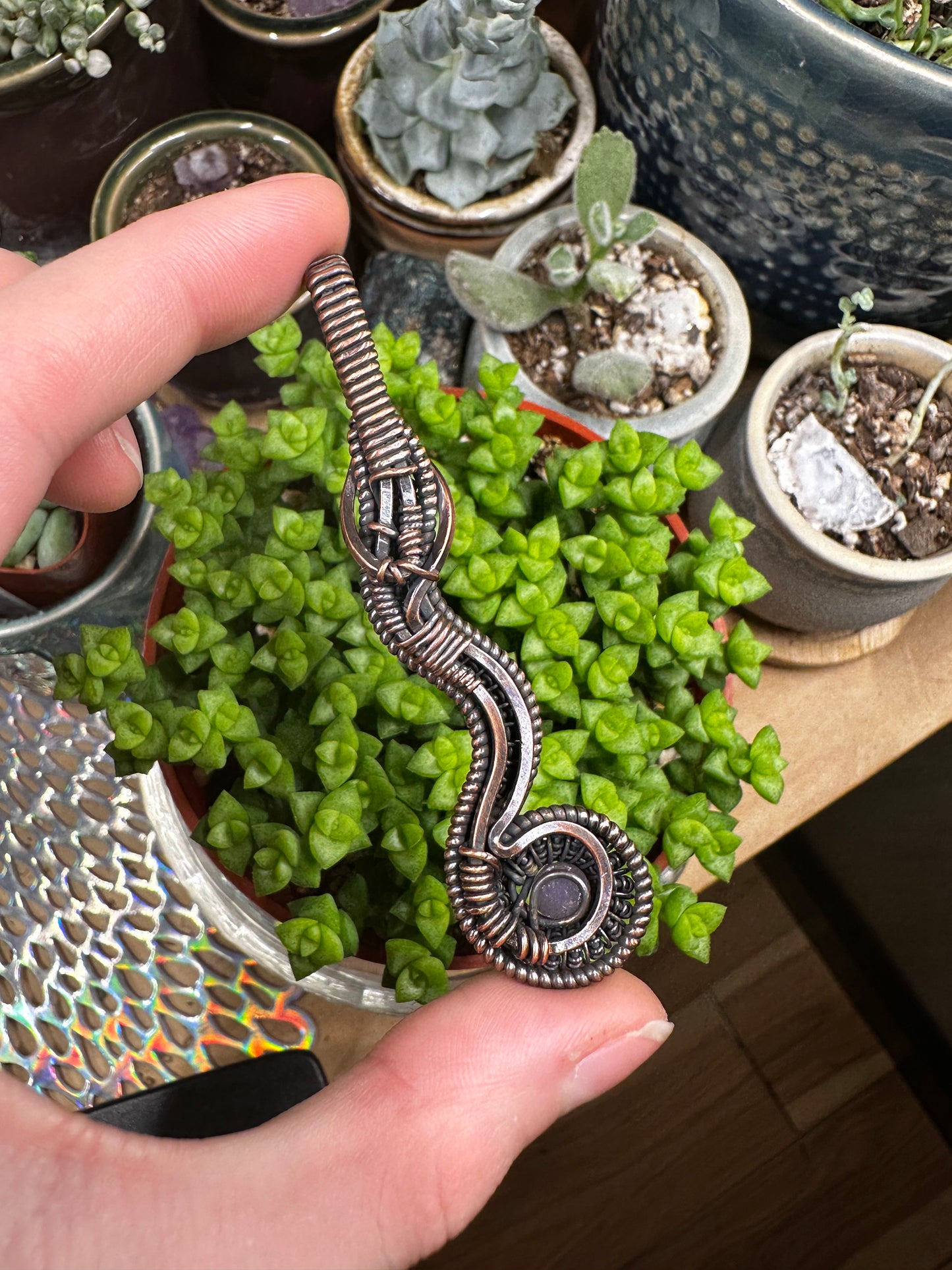 Grape Agate snake amulet