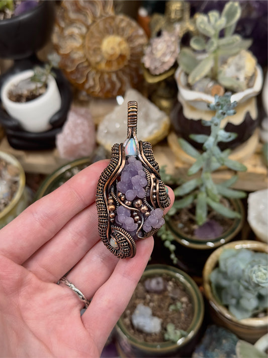 Opal and Grape Agate amulet