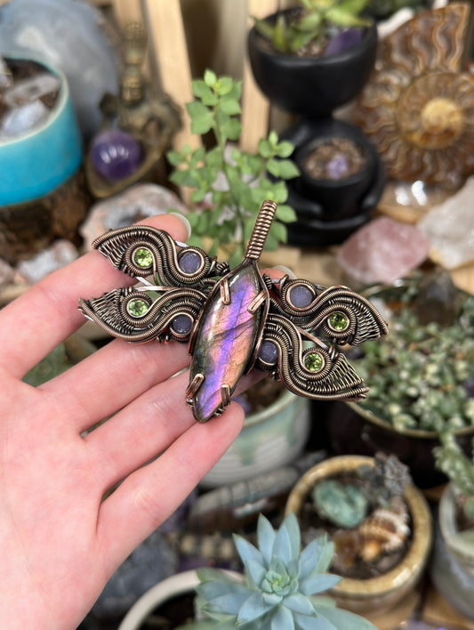 Labradorite dragonfly amulet
