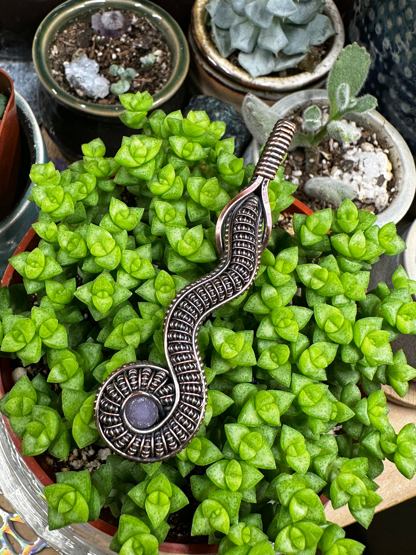Grape Agate snake amulet