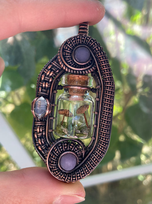 Mushroom terrarium amulet