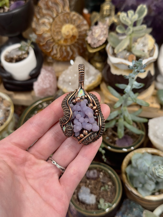 Opal and grape agate amulet