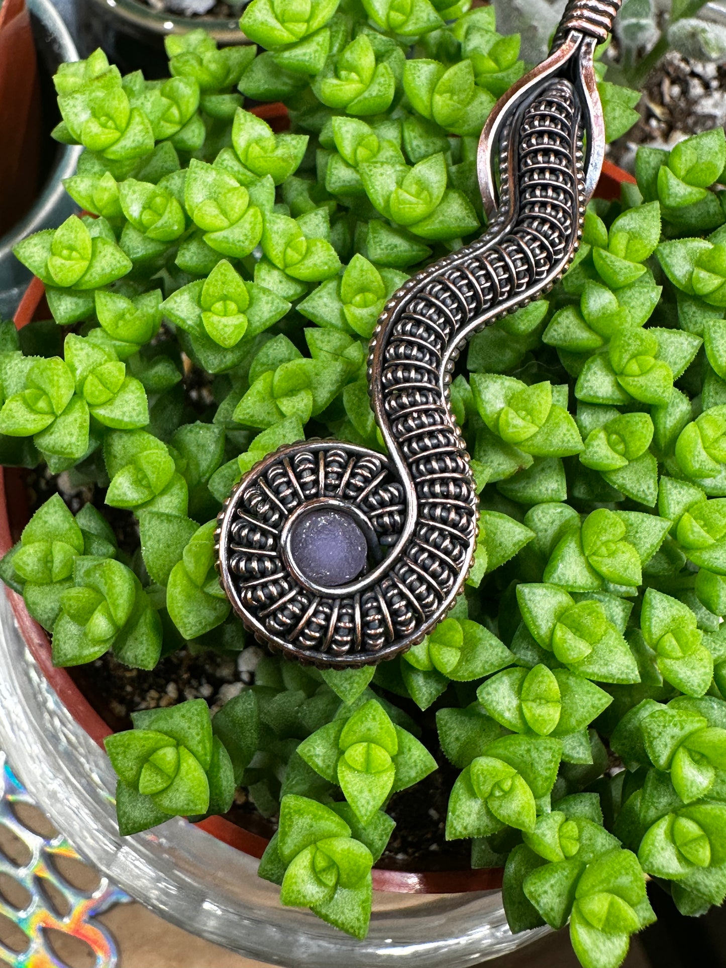 Grape Agate snake amulet